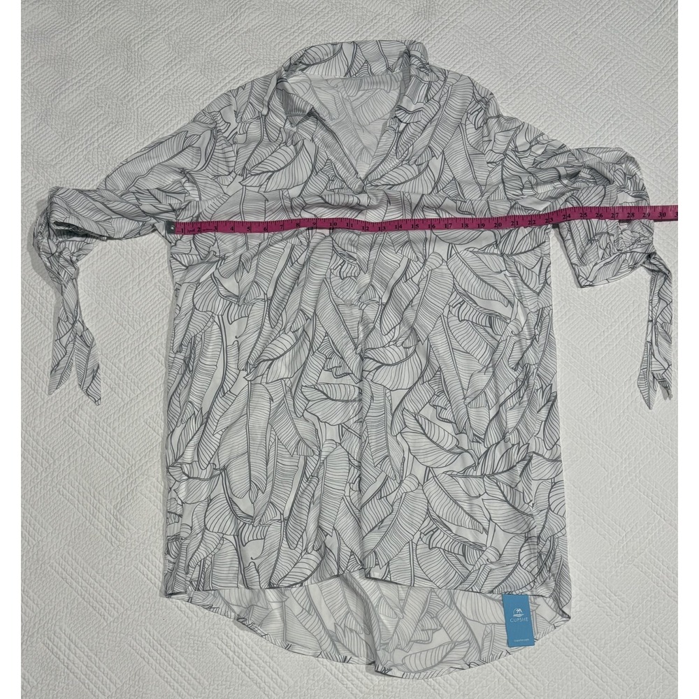 Cupshe Women's Leaf Print Button Down Cover-Up Blouse Size M Lightweight NWT - Picture 2 of 6